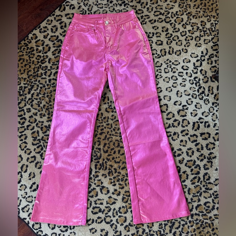 Pink Iridescent Flared Women's Jeans